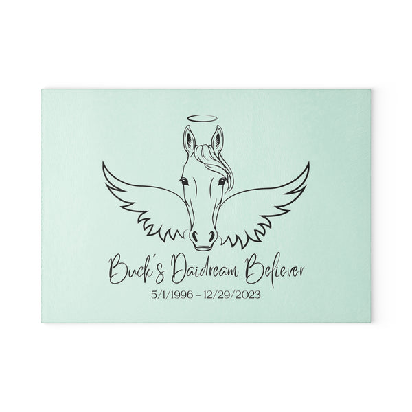 Personalized Horse Memorial Glass Cutting Board