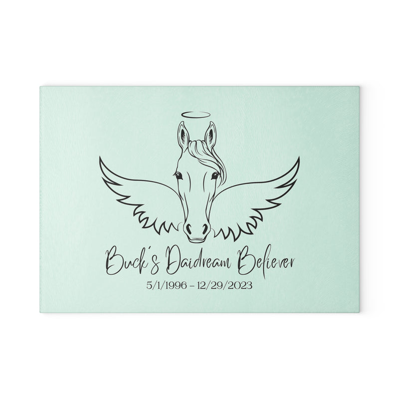 Personalized Horse Memorial Glass Cutting Board