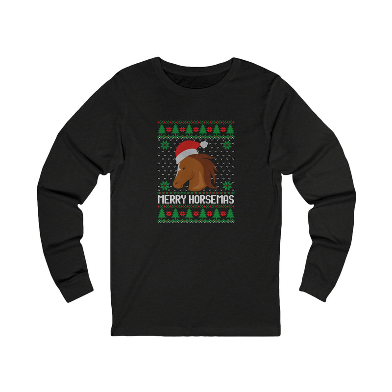 Funny Merry Horsemas Christmas Graphic | Unisex Jersey Long Sleeve Tee | Equestrian Gifts