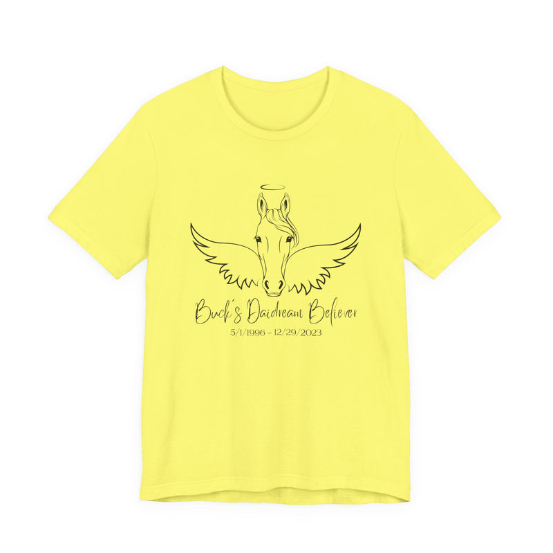 Angel Wings and Halo Custom Horse Memorial Unisex Jersey Short Sleeve Tee by Bella & Canvas - Your Horse's Name