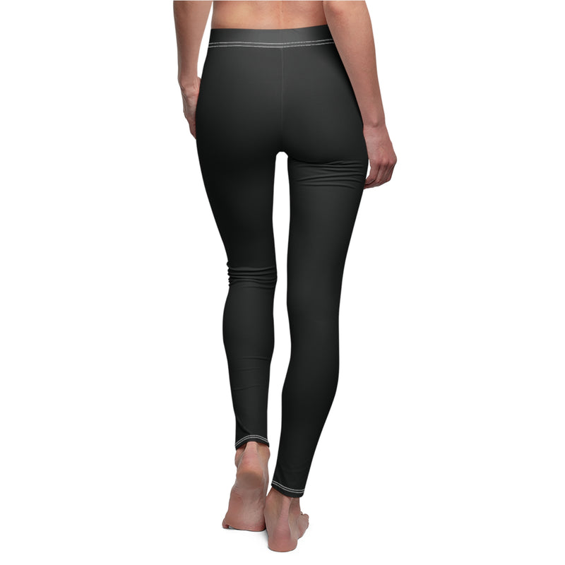 Black Casual Leggings with Red Heartbeat Line and Jumping Horse | Heaven Horses Exclusive Design
