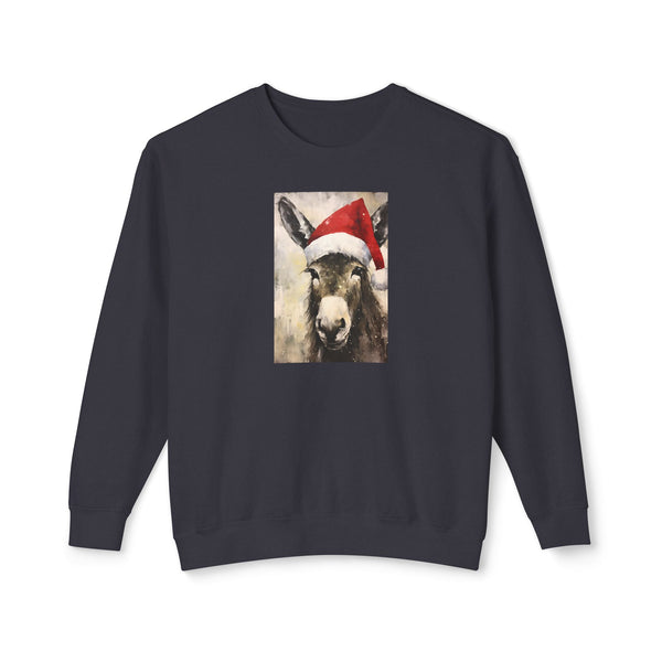 Christmas Donkey | Unisex Lightweight Crewneck Sweatshirt | Comfort Colors Quality
