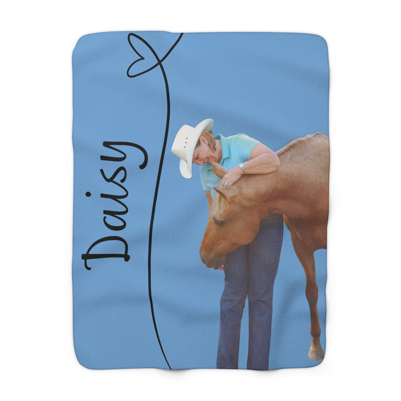 Custom Photo and Name Horse Sherpa Fleece Blanket