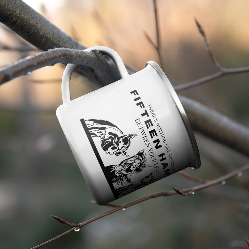 12oz Hilarious 15 Hands Trail Mug | Enamel Camp Mug | Equestrian Gifts