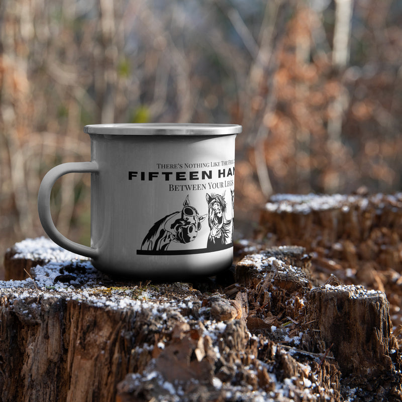 12oz Hilarious 15 Hands Trail Mug | Enamel Camp Mug | Equestrian Gifts