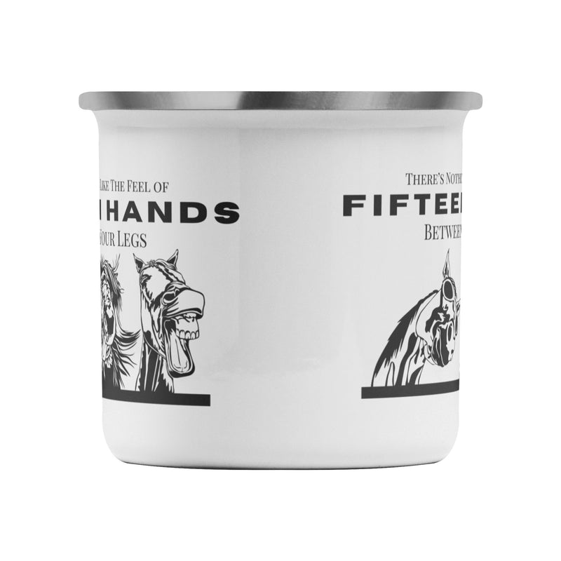 12oz Hilarious 15 Hands Trail Mug | Enamel Camp Mug | Equestrian Gifts