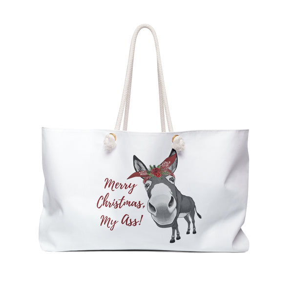 Funny Donkey Merry Christmas My Ass Deluxe Weekender Travel Bag, Christmas Gift