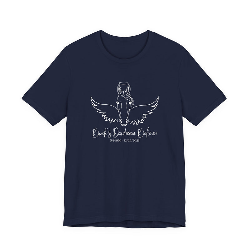 Angel Wings & Halo Custom Horse Memorial Unisex Jersey Short Sleeve Tee by Bella & Canvas - Your Horse's Name