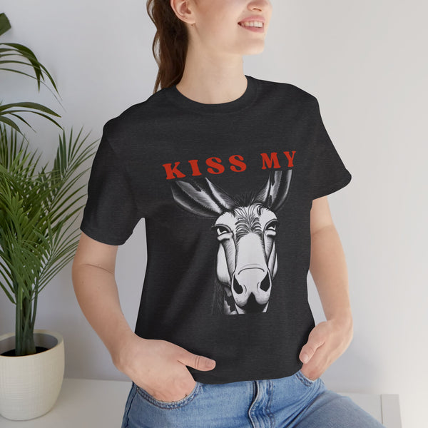 Hilarious Equestrian Unisex Jersey Short Sleeve Tee | Kiss My "Donkey"