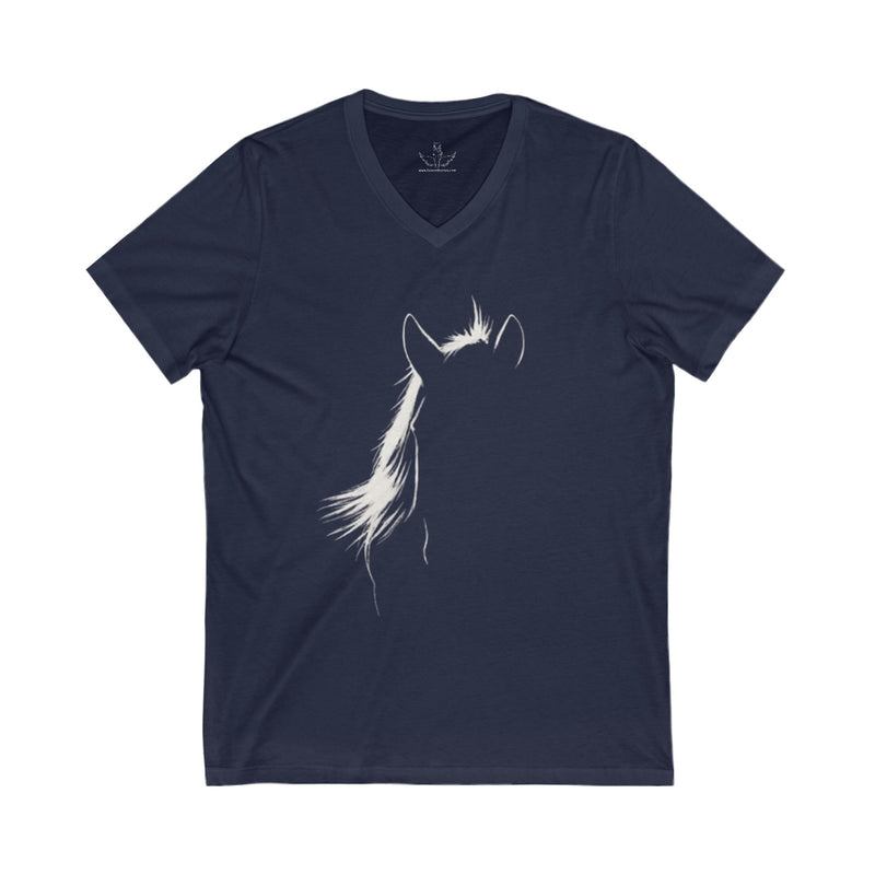 Elegant Horse Outline Unisex Jersey Short Sleeve V-Neck Tee | Equestrian Gifts