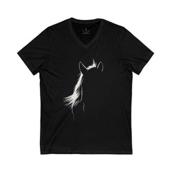 Elegant Horse Outline Unisex Jersey Short Sleeve V-Neck Tee | Equestrian Gifts