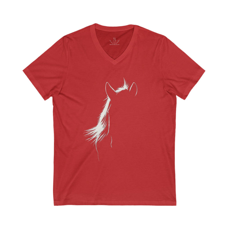 Elegant Horse Outline Unisex Jersey Short Sleeve V-Neck Tee | Equestrian Gifts