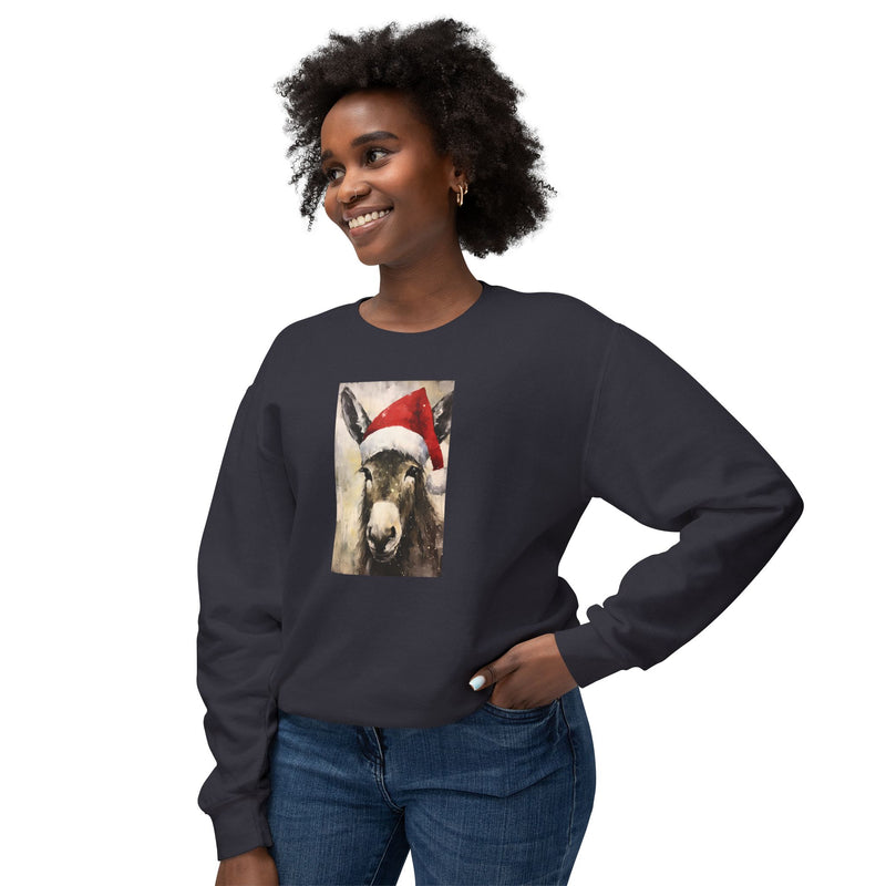 Christmas Donkey | Unisex Lightweight Crewneck Sweatshirt | Comfort Colors Quality
