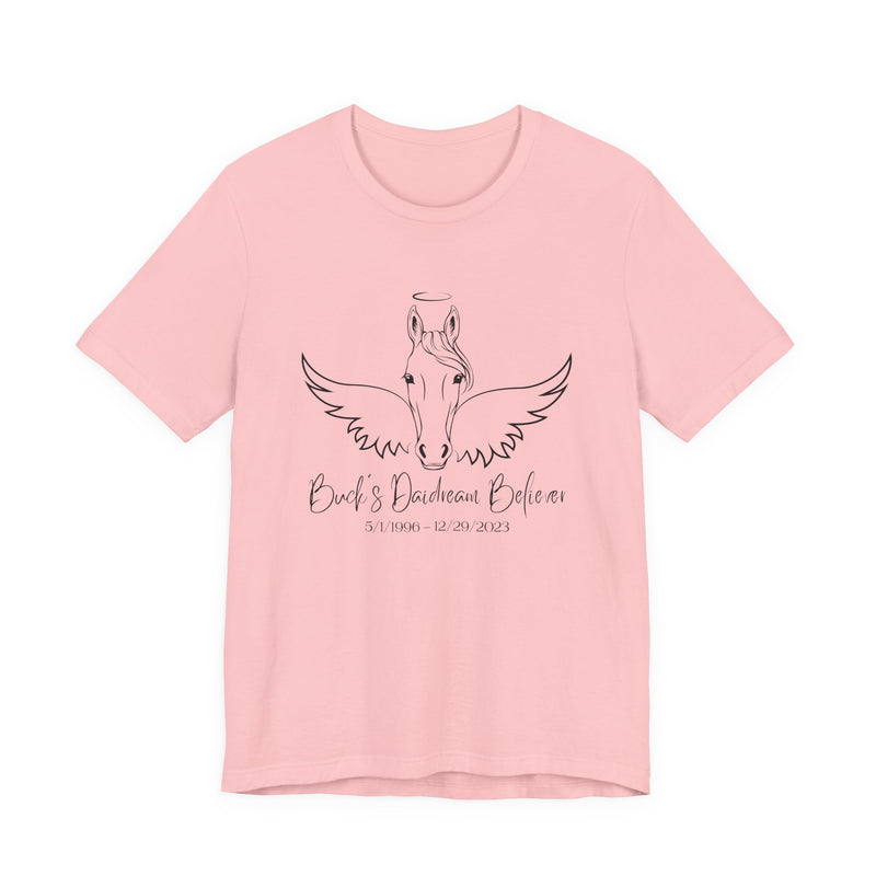Angel Wings and Halo Custom Horse Memorial Unisex Jersey Short Sleeve Tee by Bella & Canvas - Your Horse's Name