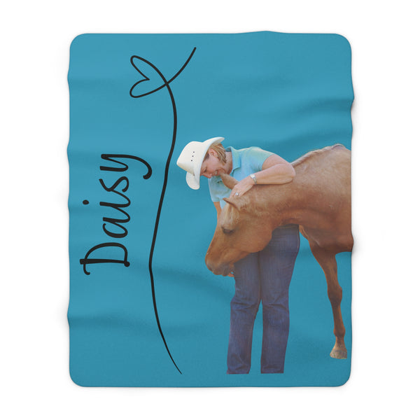 Custom Photo and Name Horse Sherpa Fleece Blanket