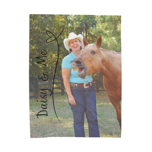 Custom Horse Photo and Name Velveteen Plush Blanket