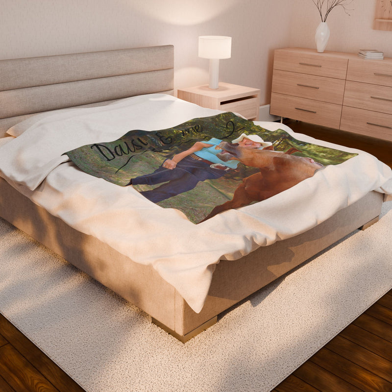 Custom Horse Photo and Name Velveteen Plush Blanket
