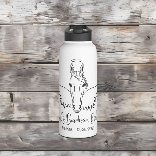Custom Horse Name Angels Wings & Halo Stainless Steel Water Bottle 32 oz.