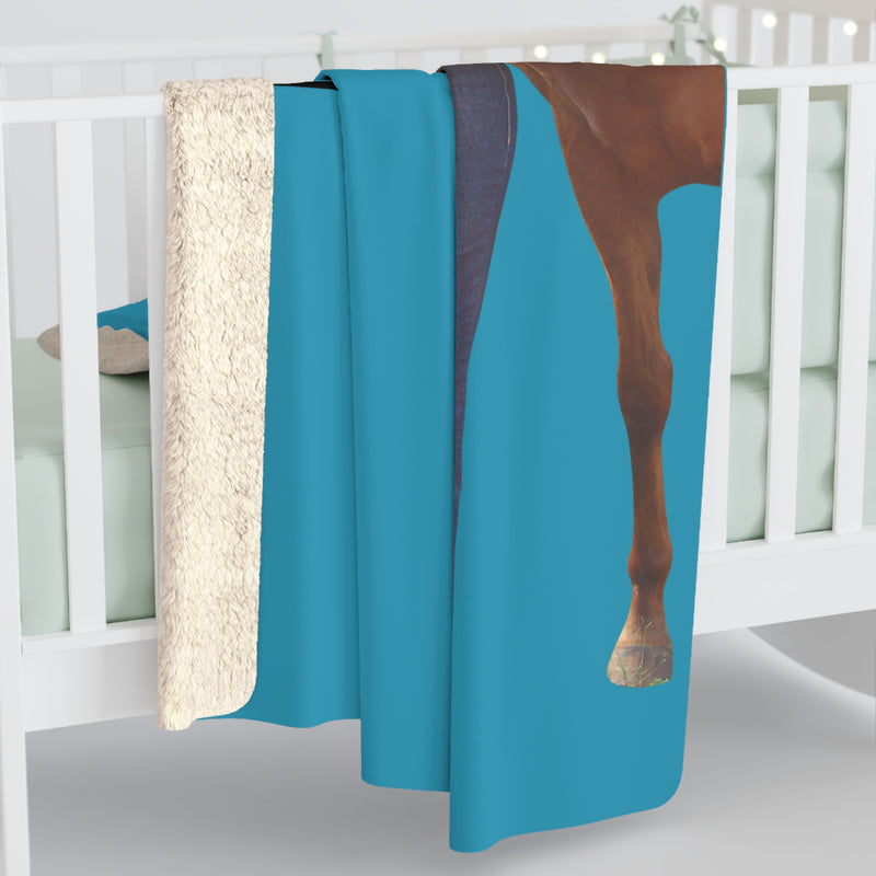Custom Photo and Name Horse Sherpa Fleece Blanket