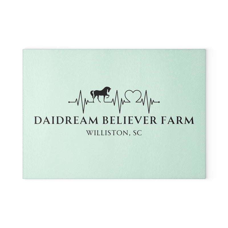 Personalized - Your Farm Running Horse Heart Beat Glass Cutting Board