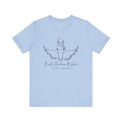 Angel Wings and Halo Custom Horse Memorial Unisex Jersey Short Sleeve Tee by Bella & Canvas - Your Horse's Name