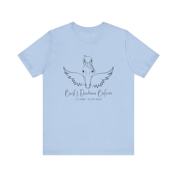 Angel Wings and Halo Custom Horse Memorial Unisex Jersey Short Sleeve Tee by Bella & Canvas - Your Horse's Name