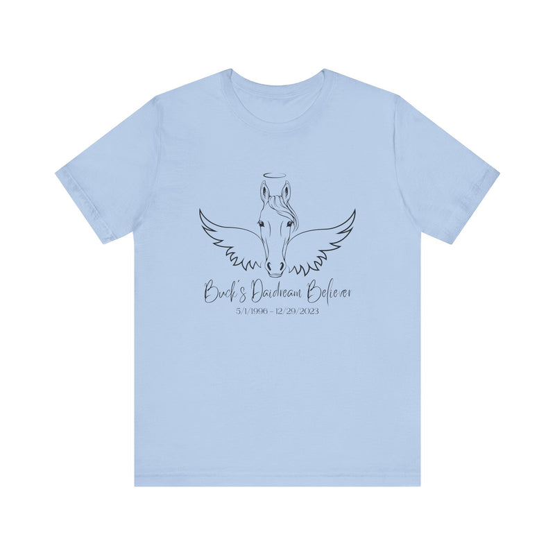 Angel Wings and Halo Custom Horse Memorial Unisex Jersey Short Sleeve Tee by Bella & Canvas - Your Horse's Name
