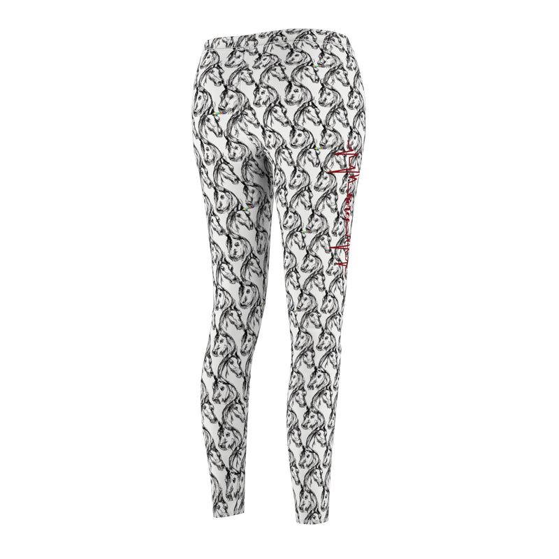 Horse Head Leggings with Dark Red Heartbeat Horse Line | Heaven Horses Exclusive