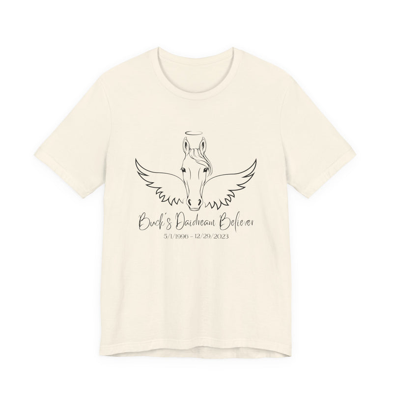 Angel Wings and Halo Custom Horse Memorial Unisex Jersey Short Sleeve Tee by Bella & Canvas - Your Horse's Name