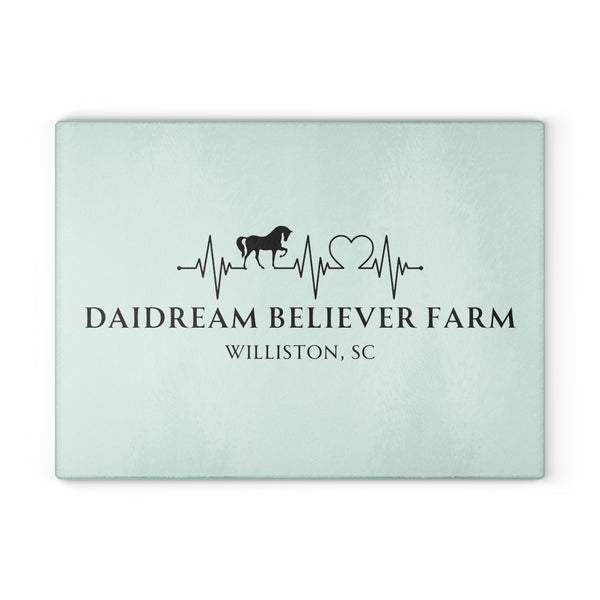 Personalized - Your Farm Running Horse Heart Beat Glass Cutting Board