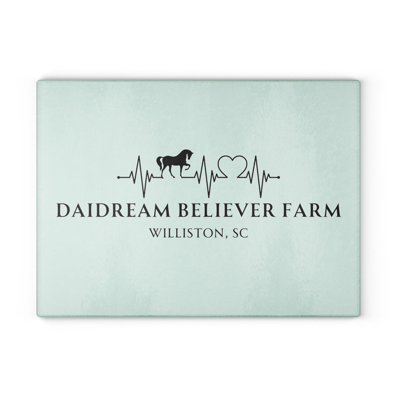 Personalized - Your Farm Running Horse Heart Beat Glass Cutting Board