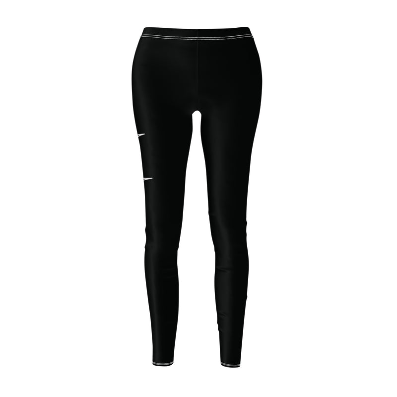 Black Casual Leggings with White Heartbeat Line and Jumping Horse | Heaven Horses Exclusive Design