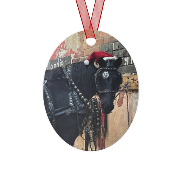 Christmas 2025 Harness Horse Painting Metal Ornament