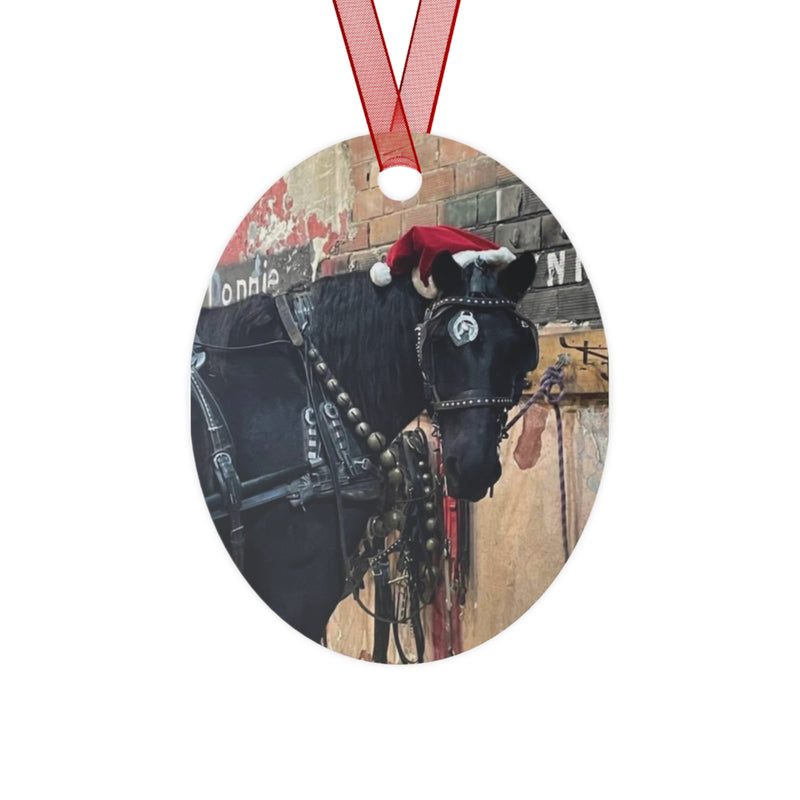 Christmas 2025 Harness Horse Painting Metal Ornament