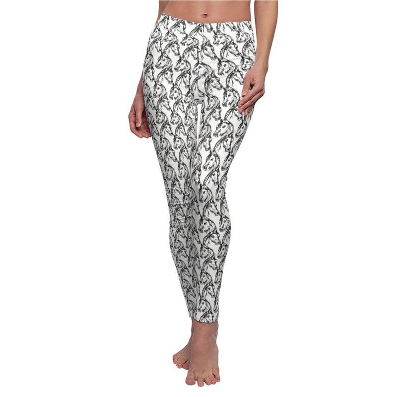 Black and White Horsehead Casual Leggings | Horse Lovers Gifts | Equestrian Apparel