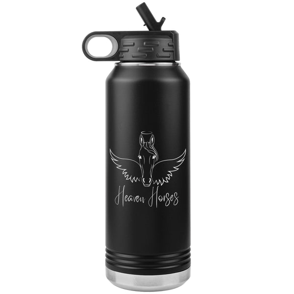 Custom Personalized 32 oz Insulated Water Bottle | Horsehead Angels Wings and Halo | Equestrian Gifts