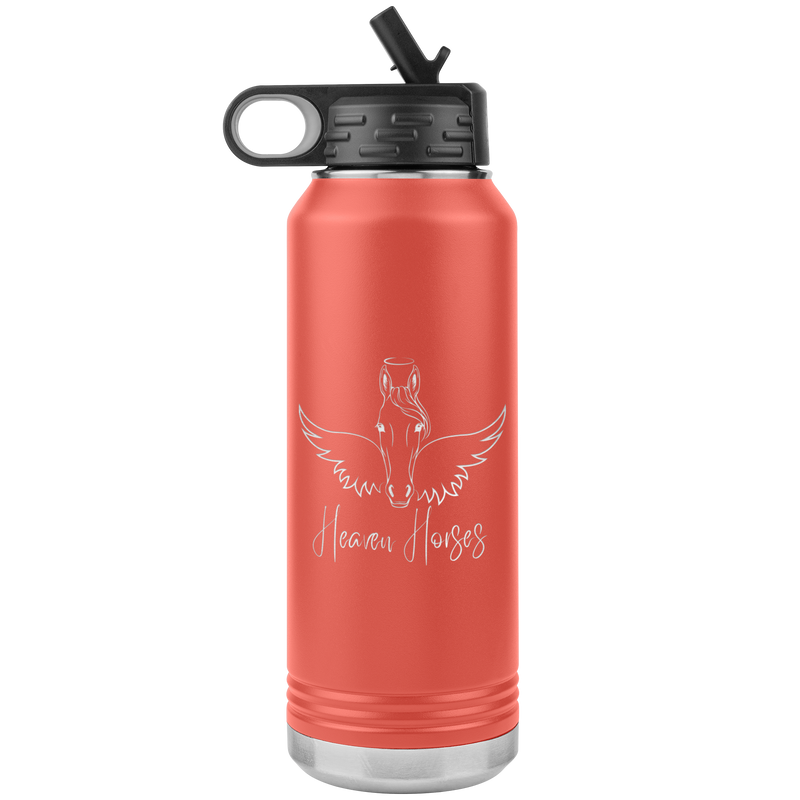 Custom Personalized 32 oz Insulated Water Bottle | Horsehead Angels Wings and Halo | Equestrian Gifts