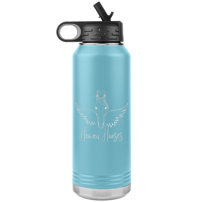 Custom Personalized 32 oz Insulated Water Bottle | Horsehead Angels Wings and Halo | Equestrian Gifts
