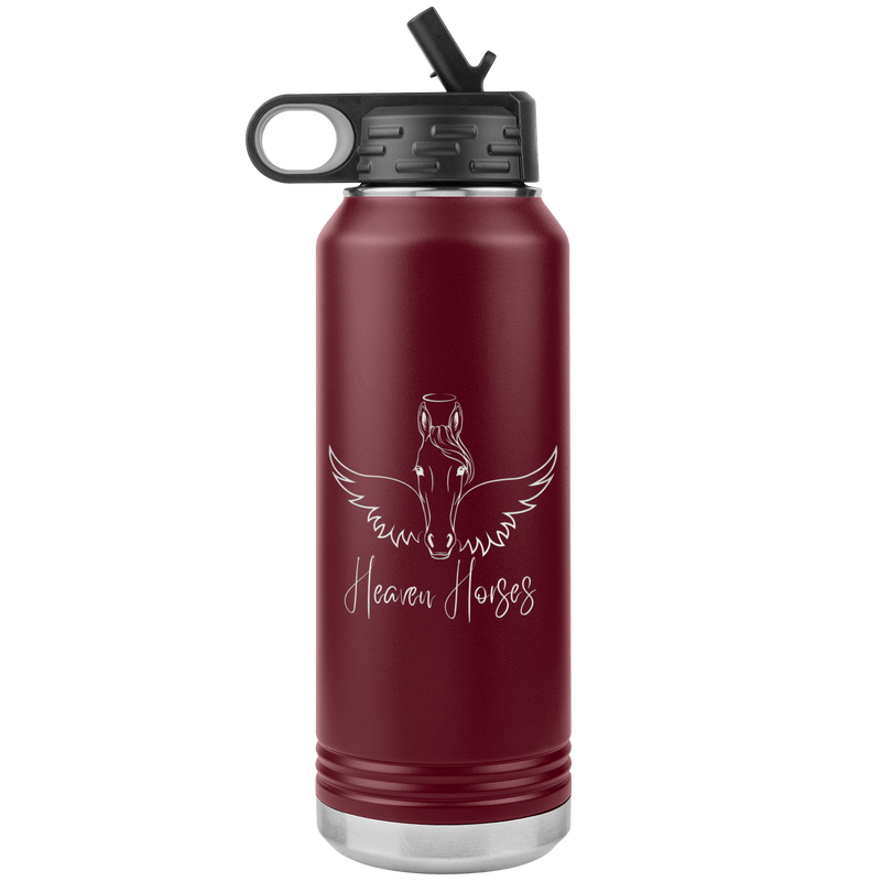 Custom Personalized 32 oz Insulated Water Bottle | Horsehead Angels Wings and Halo | Equestrian Gifts