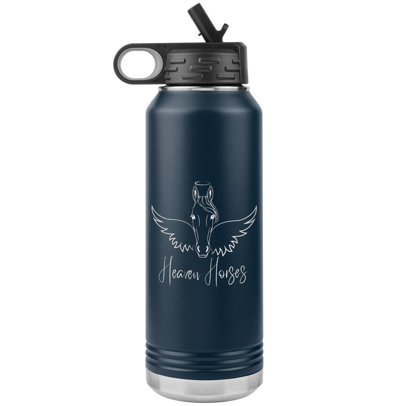 Custom Personalized 32 oz Insulated Water Bottle | Horsehead Angels Wings and Halo | Equestrian Gifts