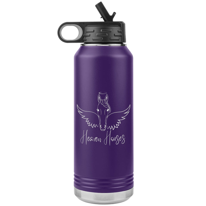 Custom Personalized 32 oz Insulated Water Bottle | Horsehead Angels Wings and Halo | Equestrian Gifts