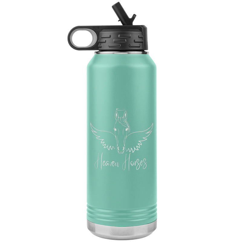 Custom Personalized 32 oz Insulated Water Bottle | Horsehead Angels Wings and Halo | Equestrian Gifts