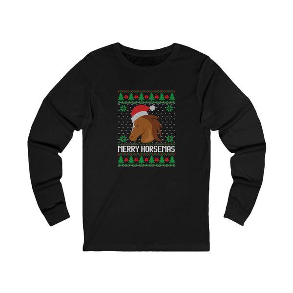 Funny Merry Horsemas Christmas Graphic | Unisex Jersey Long Sleeve Tee | Equestrian Gifts