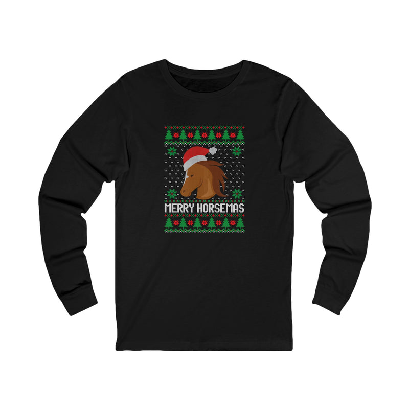Funny Merry Horsemas Christmas Graphic | Unisex Jersey Long Sleeve Tee | Equestrian Gifts