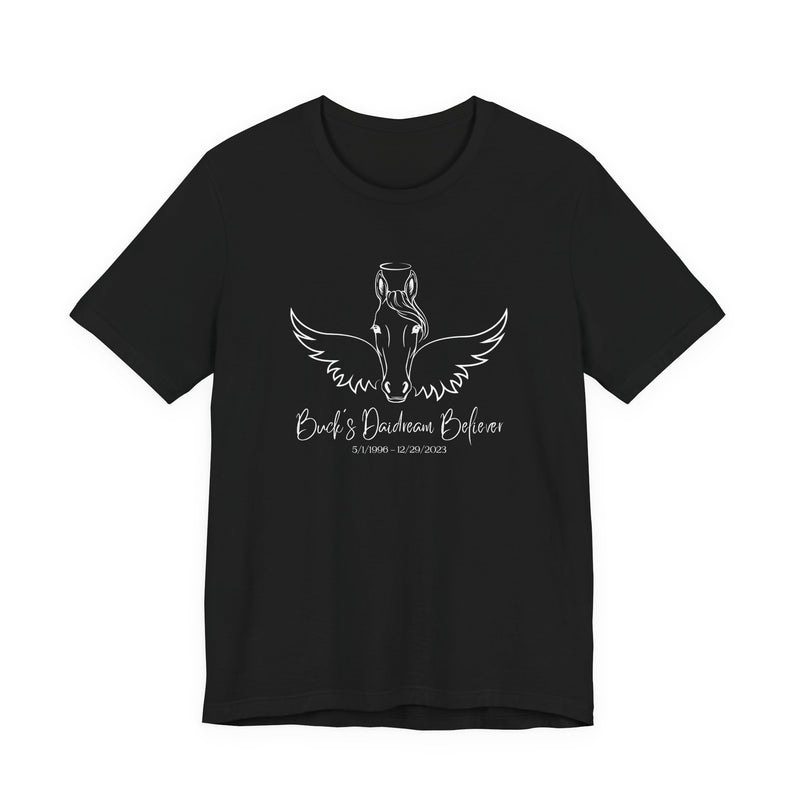 Angel Wings & Halo Custom Horse Memorial Unisex Jersey Short Sleeve Tee by Bella & Canvas - Your Horse's Name