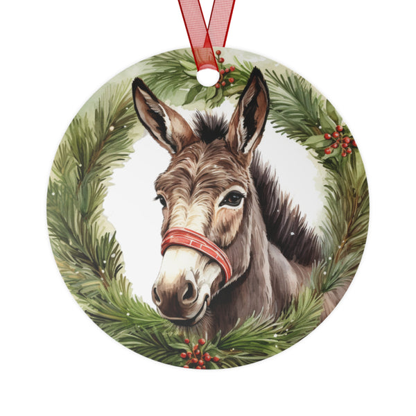 Christmas 2025 Watercolor Donkey Evergreen Ornament | Keepsake Gift | Equestrian Gifts