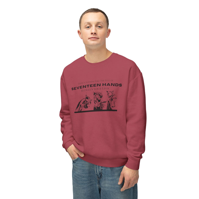 Nothing Like the Feel of 17 Hands Between Your Legs | Hilarious Unisex Lightweight Crewneck Sweatshirt | Comfort Colors Quality