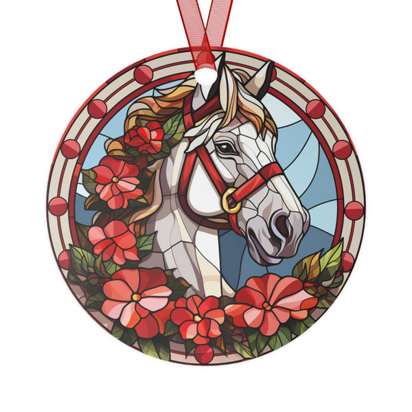 Beautiful White Horse Christmas 2025 Christmas Ornament Keepsake Gift | Equestrian Gifts | Stained Glass