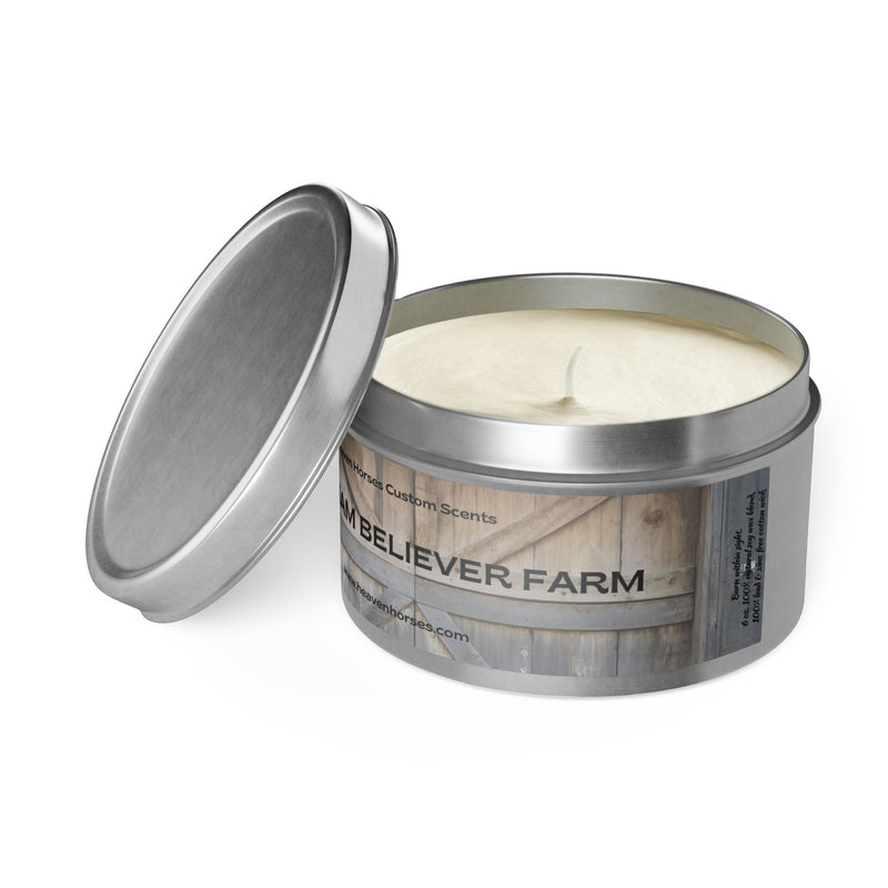 8 oz Tin Soy Candles | Custom Farm Name | Heaven Horses Exclusive