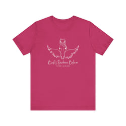 Angel Wings & Halo Custom Horse Memorial Unisex Jersey Short Sleeve Tee by Bella & Canvas - Your Horse's Name